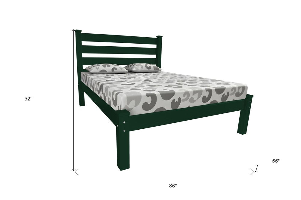 Dark Green Solid Wood Queen Bed Frame HomeRoots