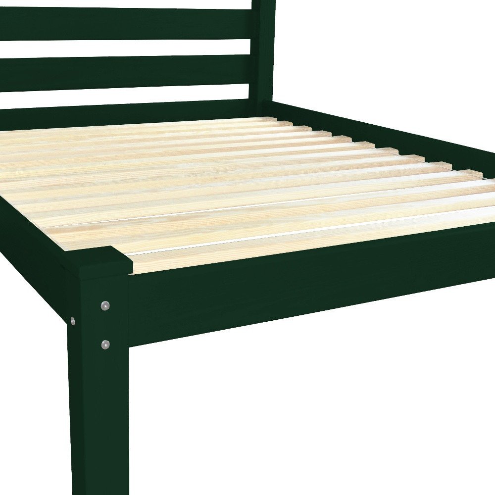 Dark Green Solid Wood Queen Bed Frame HomeRoots
