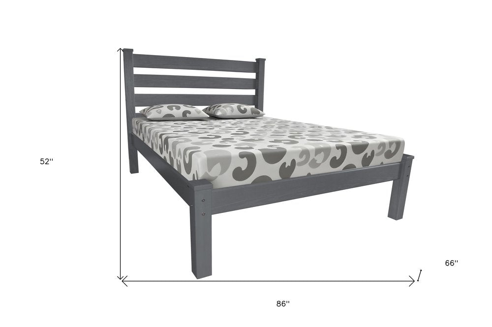 Gray Solid Wood Queen Bed Frame HomeRoots