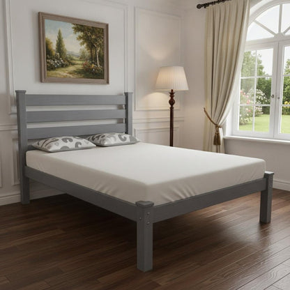 Gray Solid Wood Queen Bed Frame HomeRoots