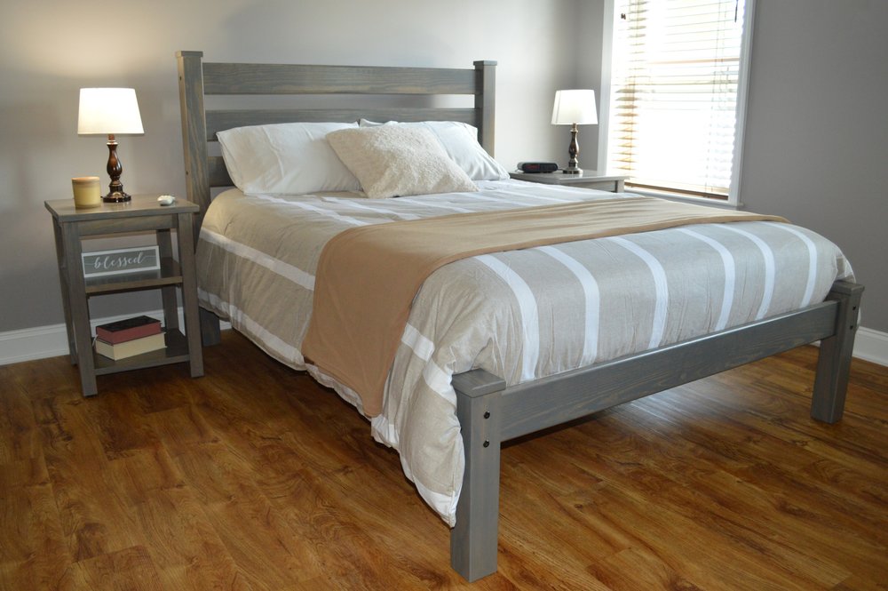 Gray Solid Wood Queen Bed Frame HomeRoots