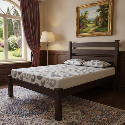 Brown Solid Wood Queen Bed Frame HomeRoots