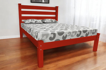 Red Solid Wood Queen Bed Frame HomeRoots