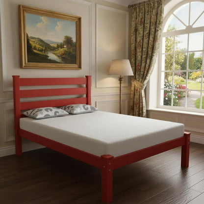 Red Solid Wood Queen Bed Frame HomeRoots