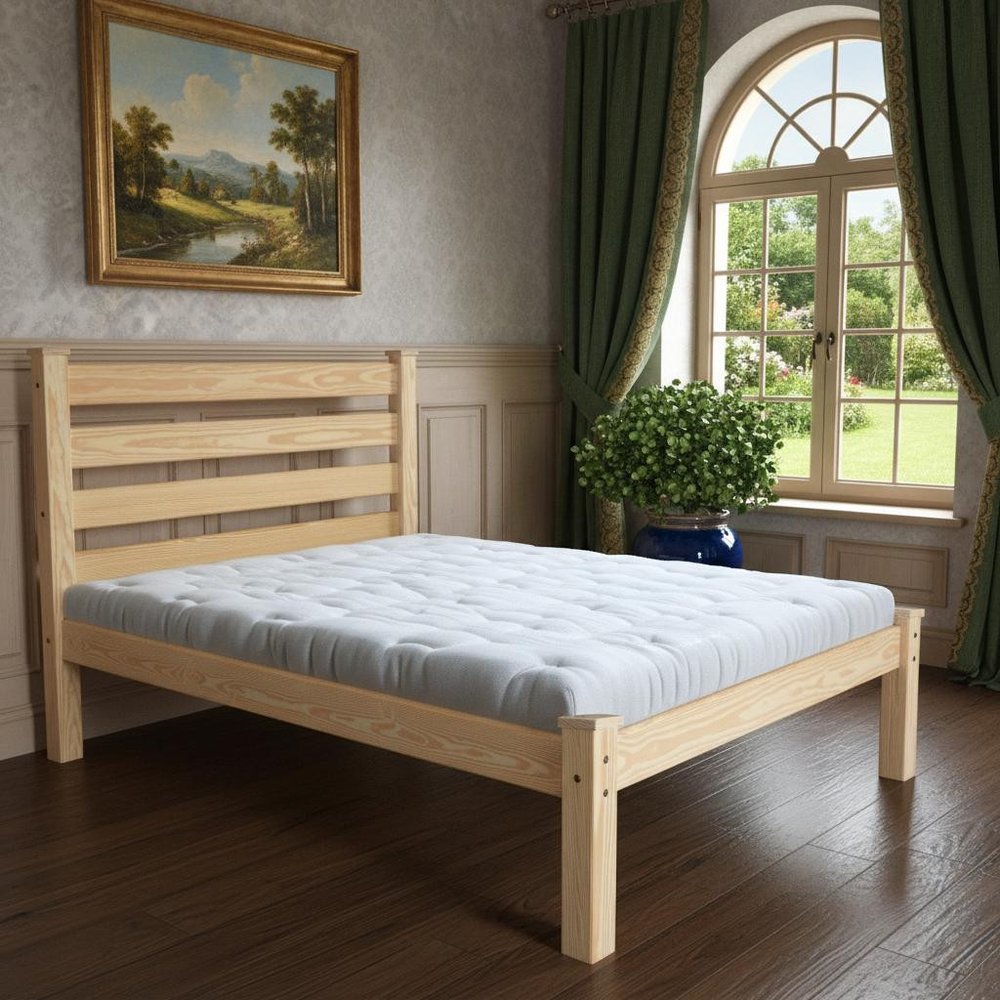 Natural Solid Wood Queen Bed Frame HomeRoots