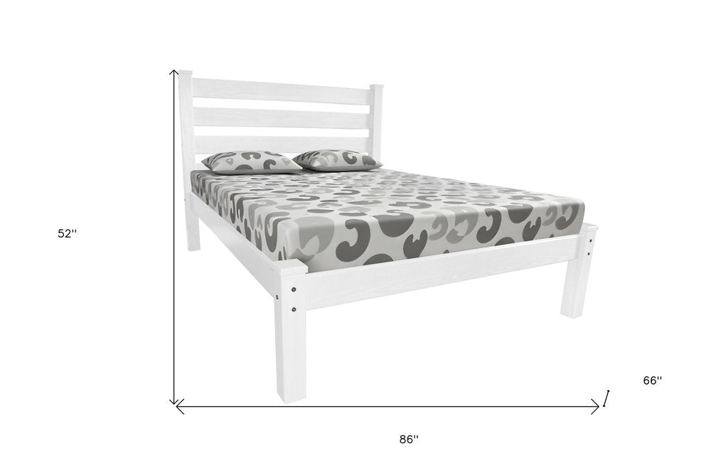 White Solid Wood Queen Bed Frame HomeRoots