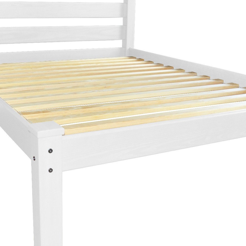 White Solid Wood Queen Bed Frame HomeRoots