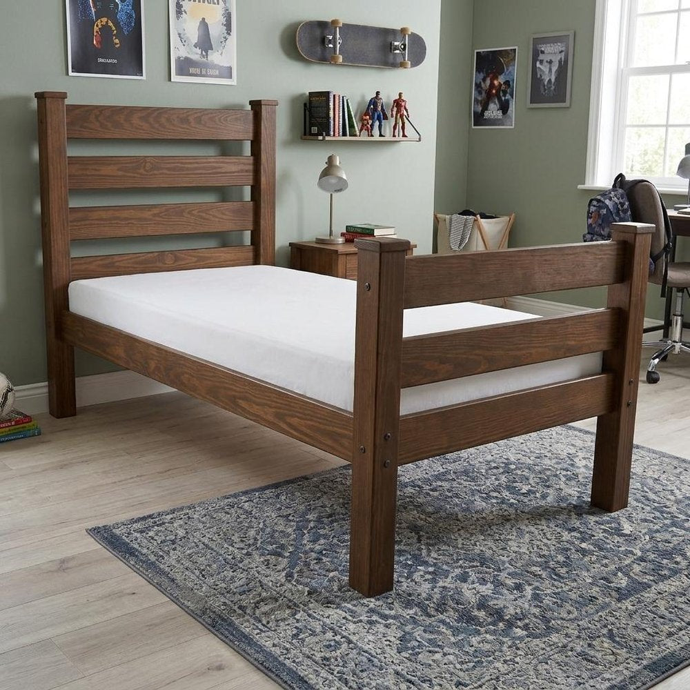 Brown Solid Wood Twin Bed Frame