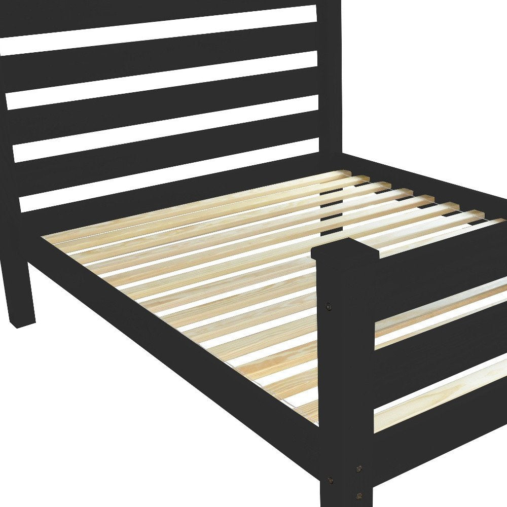 Black Solid Wood Twin Bed Frame HomeRoots