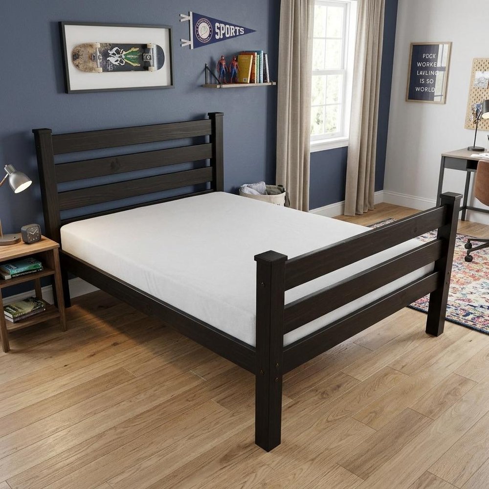 Black Solid Wood Twin Bed Frame