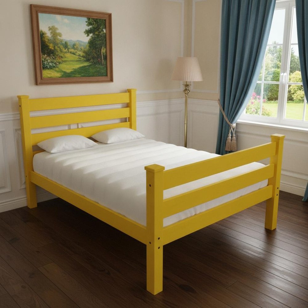 Canary Yellow Solid Wood Twin Bed Frame HomeRoots
