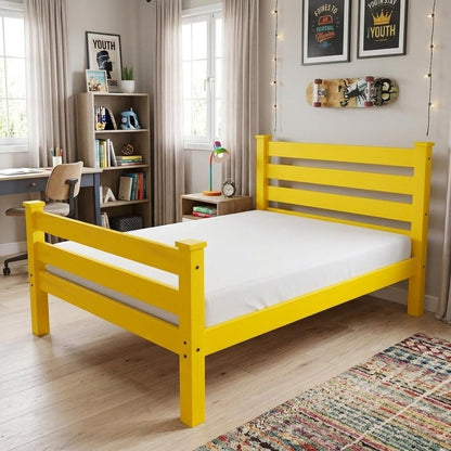 Canary Yellow Solid Wood Twin Bed Frame