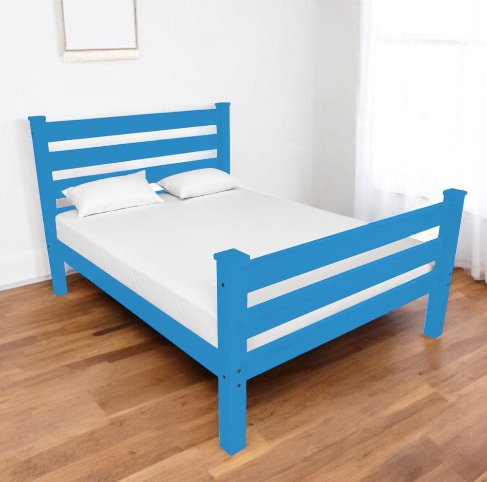 Caribbean Blue Solid Wood Twin Bed Frame HomeRoots