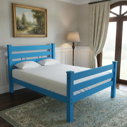 Caribbean Blue Solid Wood Twin Bed Frame HomeRoots