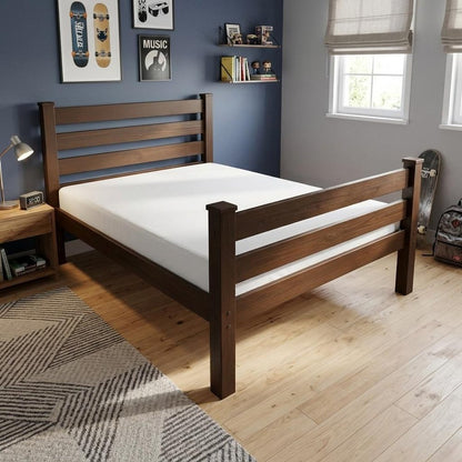 Coffee Solid Wood Twin Bed Frame