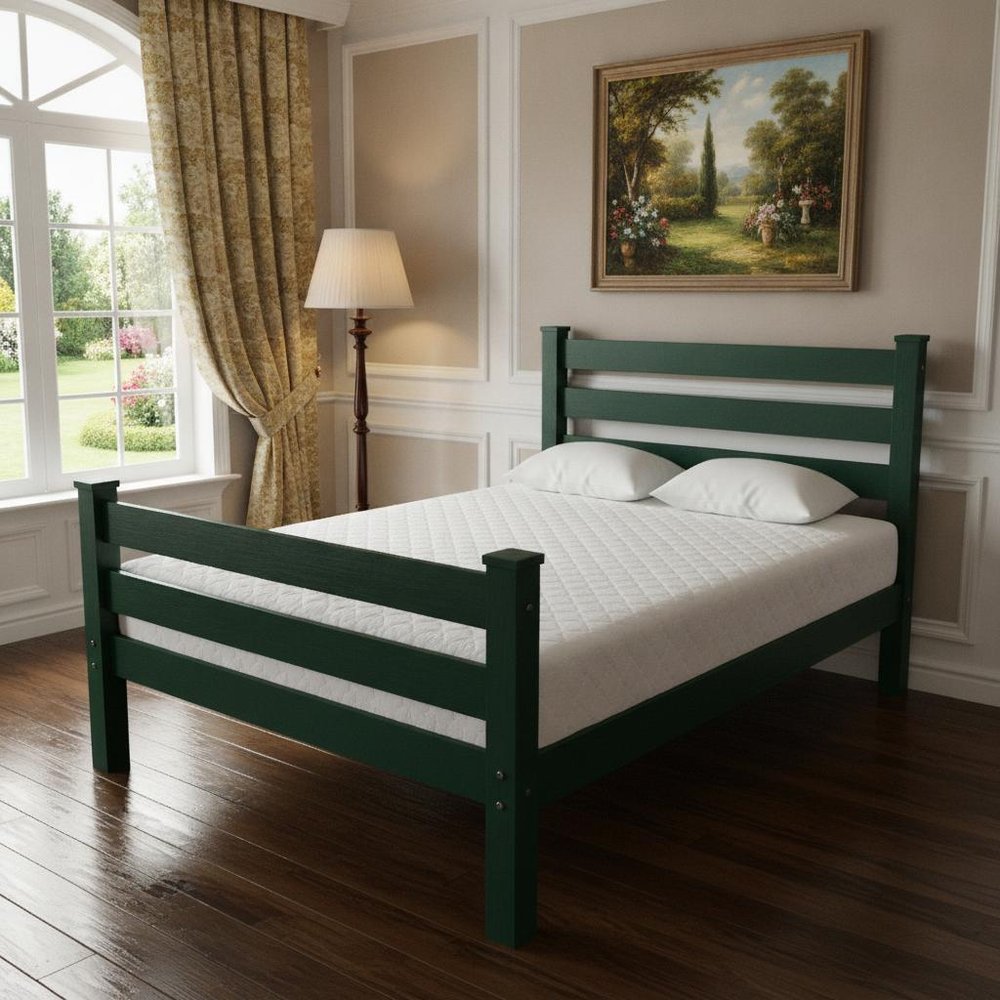 Dark Green Solid Wood Twin Bed Frame HomeRoots