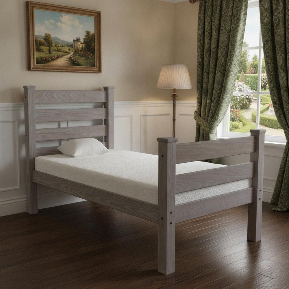 Gray Solid Wood Twin Bed Frame HomeRoots