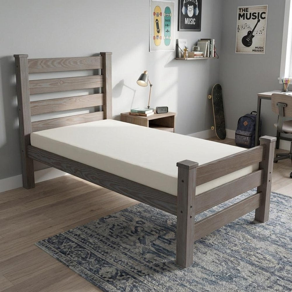 Gray Solid Wood Twin Bed Frame — view 6