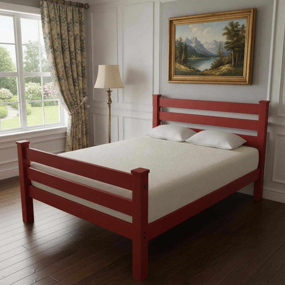 Red Solid Wood Twin Bed Frame HomeRoots