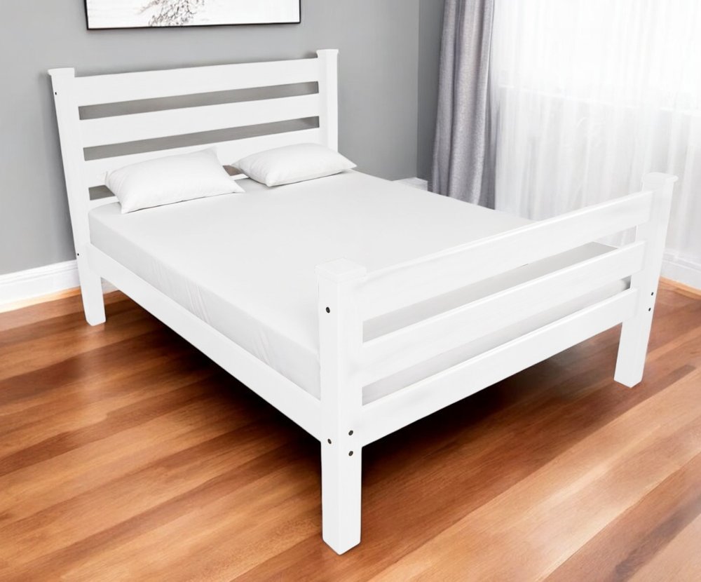 White Solid Wood Twin Bed Frame HomeRoots