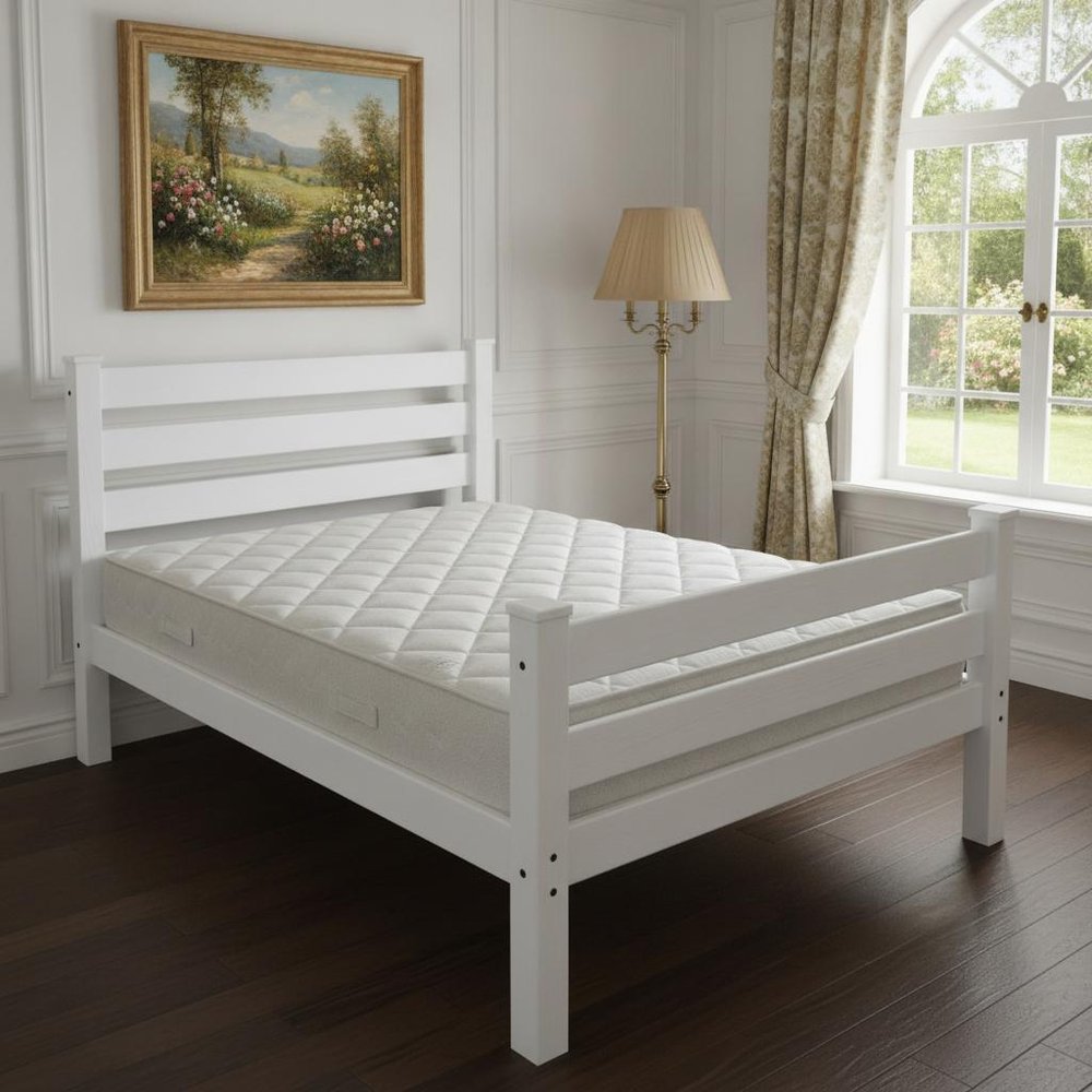 White Solid Wood Twin Bed Frame HomeRoots