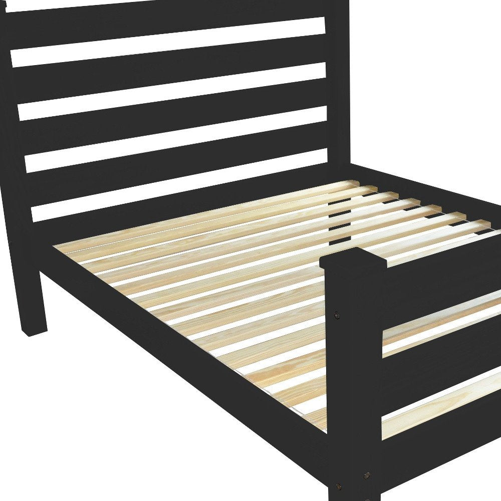 Black Solid Wood Full Bed Frame HomeRoots