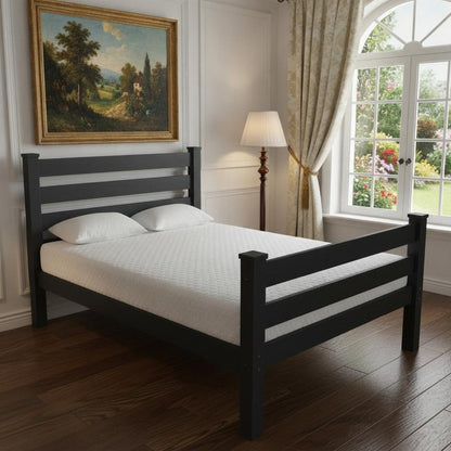 Black Solid Wood Full Bed Frame HomeRoots