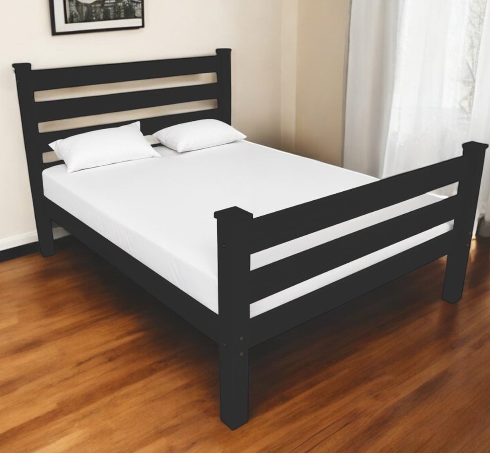 Black Solid Wood Full Bed Frame HomeRoots