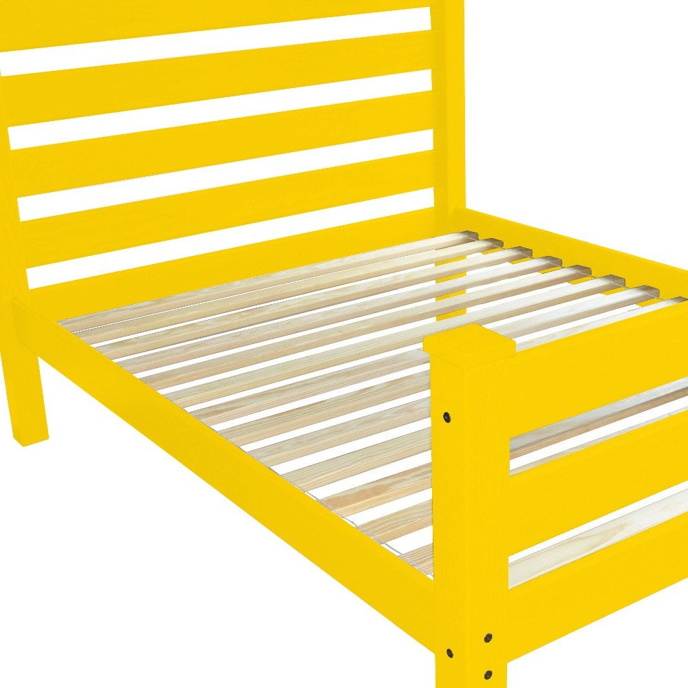 Canary Yellow Solid Wood Full Bed Frame HomeRoots
