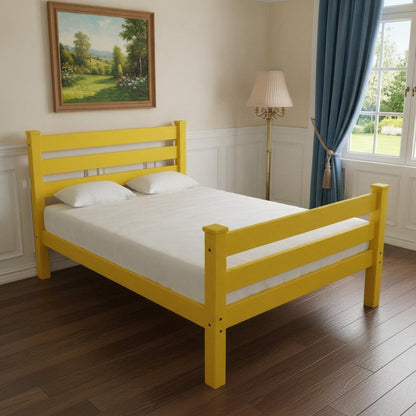 Canary Yellow Solid Wood Full Bed Frame HomeRoots