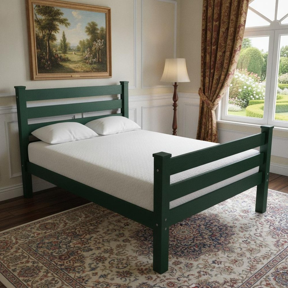 Dark Green Solid Wood Full Bed Frame HomeRoots