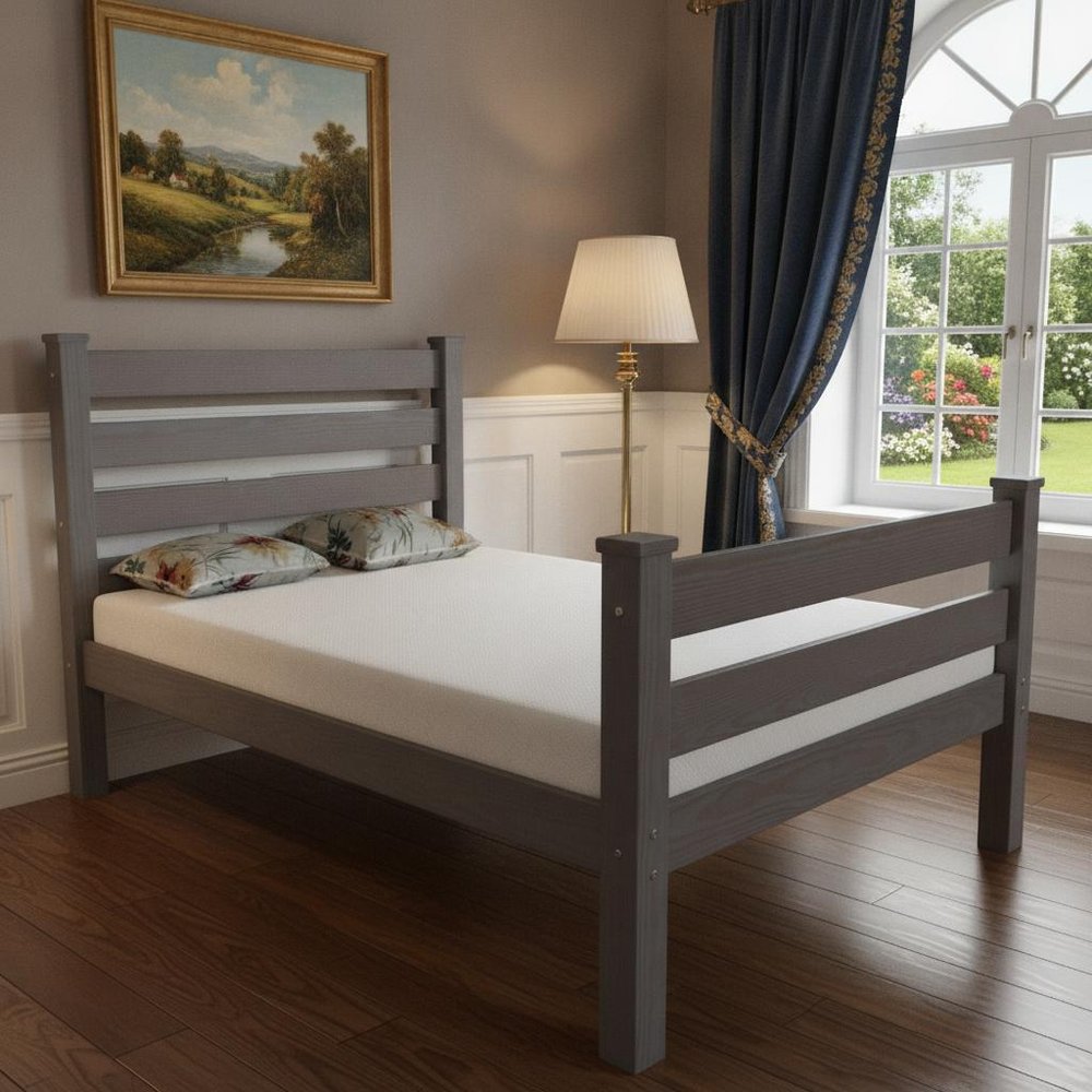 Gray Solid Wood Full Bed Frame HomeRoots