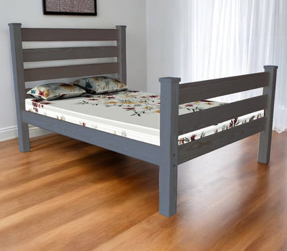 Gray Solid Wood Full Bed Frame HomeRoots