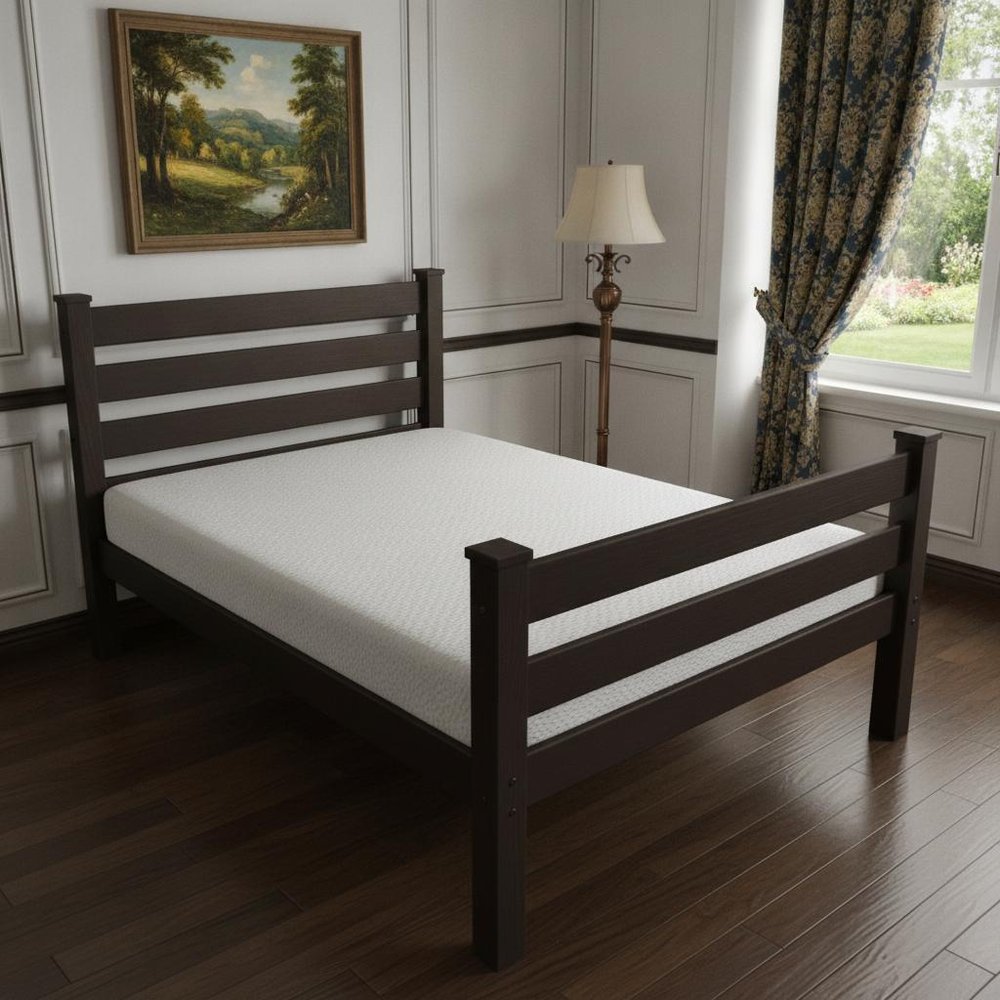 Brown Solid Wood Full Bed Frame HomeRoots