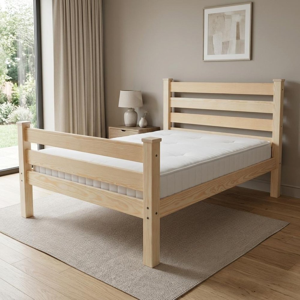 Natural Solid Wood Full Bed Frame