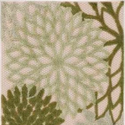6' Ivory And Green Floral Indoor Outdoor Runner Rug HomeRoots