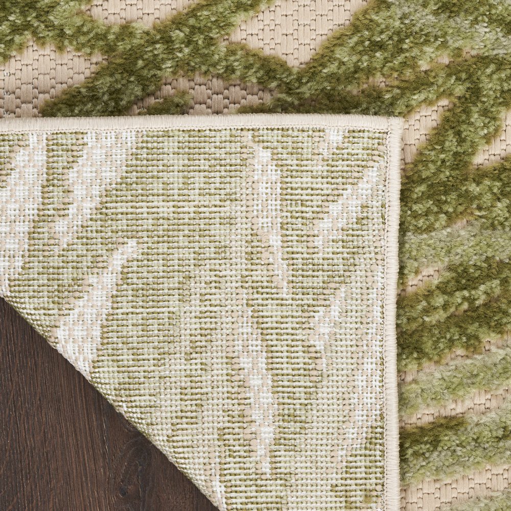 6' Ivory And Green Palm Leaf Indoor Outdoor Runner Rug HomeRoots