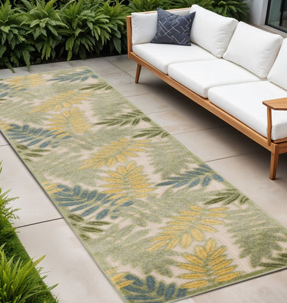 8' Green Yellow And Blue Floral Indoor Outdoor Runner Rug HomeRoots