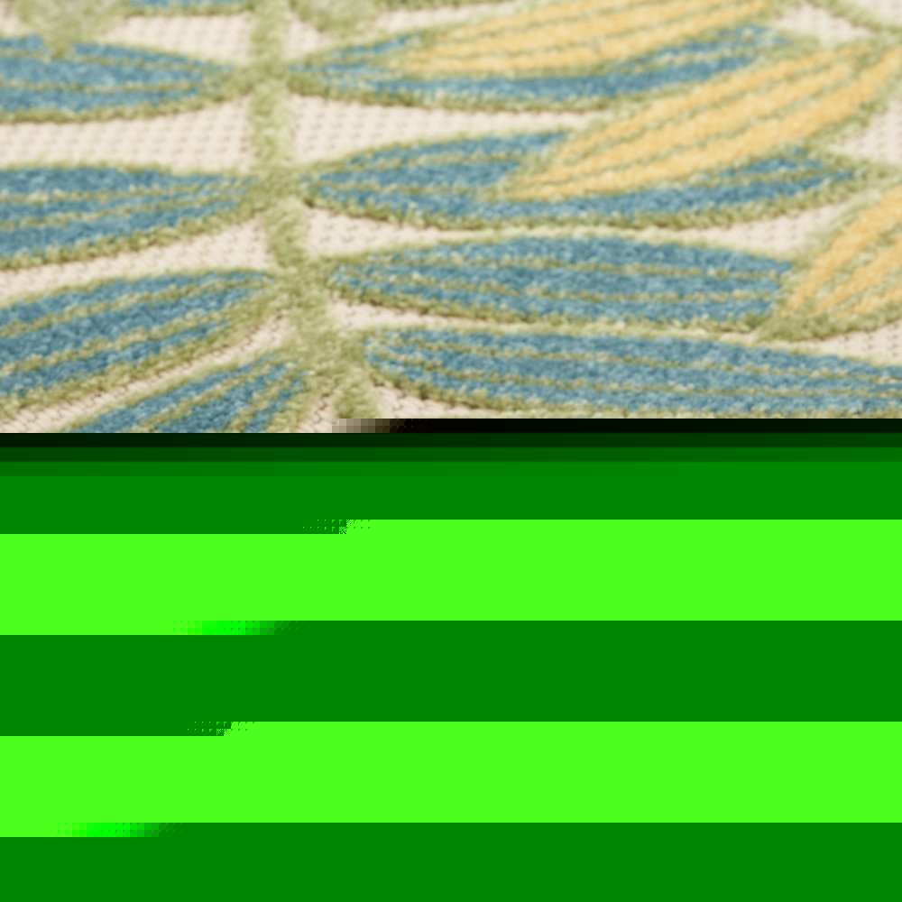 8' Green Yellow And Blue Floral Indoor Outdoor Runner Rug HomeRoots