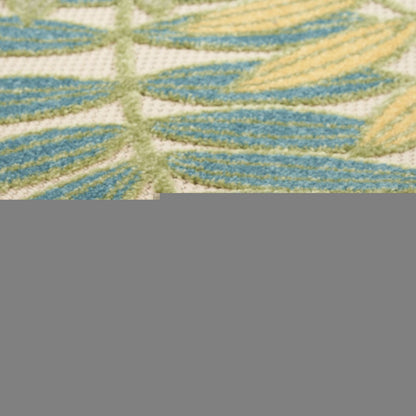 8' Green Yellow And Blue Floral Indoor Outdoor Runner Rug HomeRoots