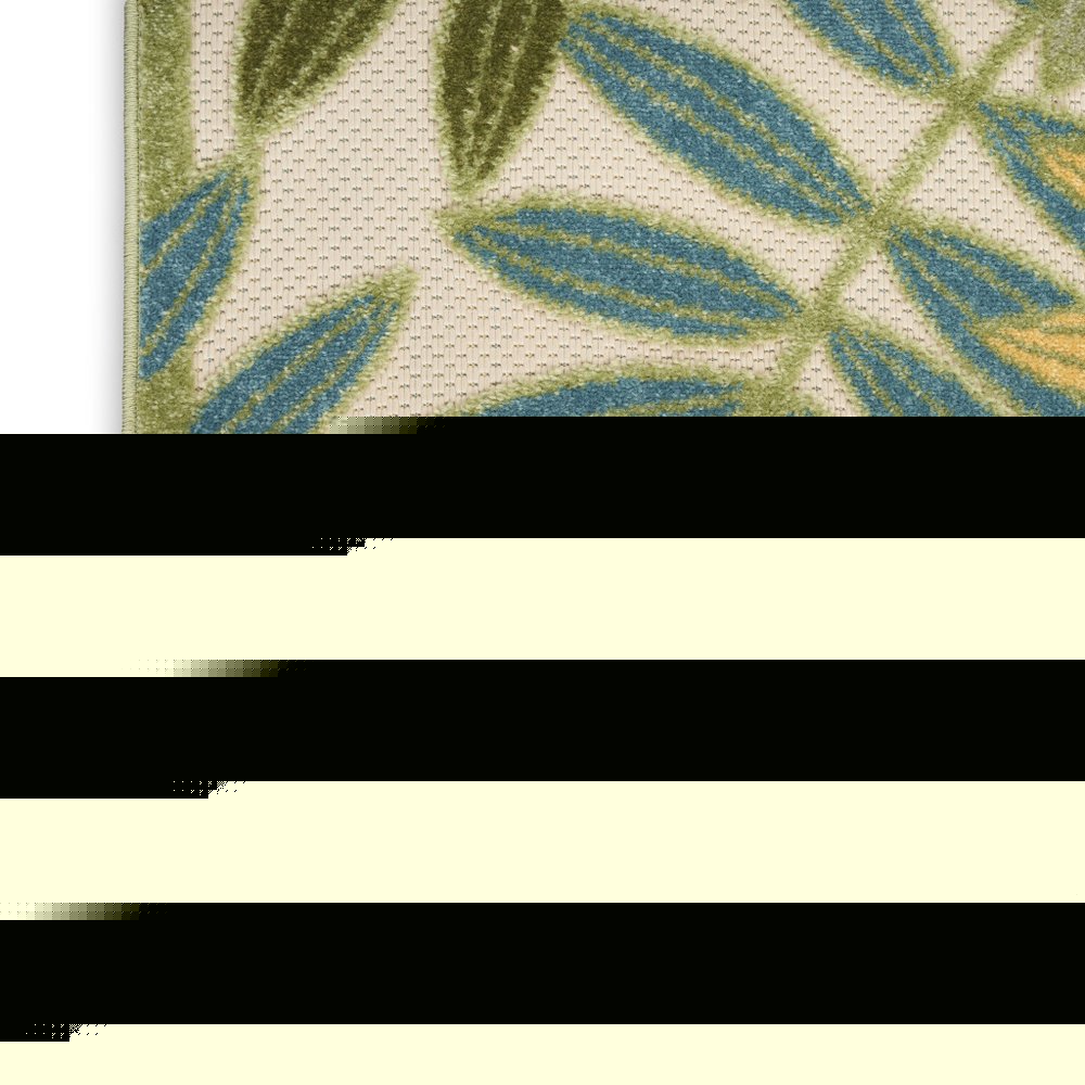 8' Green Yellow And Blue Floral Indoor Outdoor Runner Rug HomeRoots
