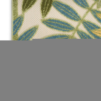 8' Green Yellow And Blue Floral Indoor Outdoor Runner Rug HomeRoots