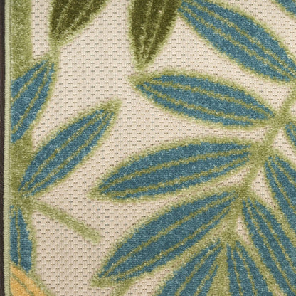 8' Green Yellow And Blue Floral Indoor Outdoor Runner Rug HomeRoots
