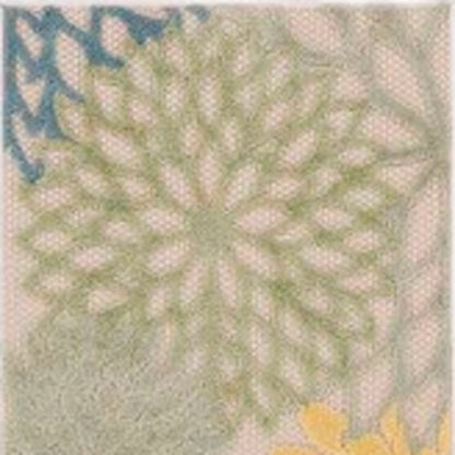 8' Green Yellow And Blue Floral Indoor Outdoor Runner Rug HomeRoots