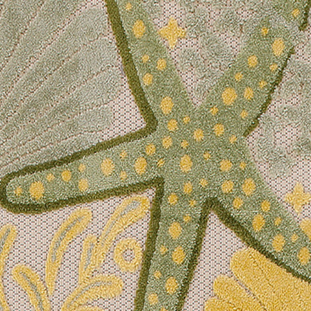 8' Green And Yellow Starfish Indoor Outdoor Runner Rug HomeRoots