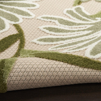 8' Ivory And Green Floral Indoor Outdoor Runner Rug HomeRoots
