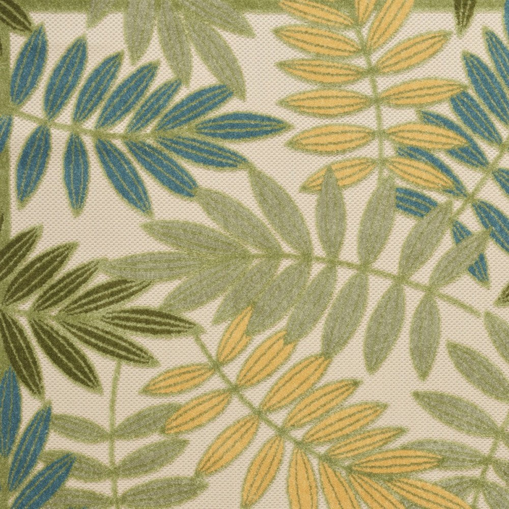 5' X 8' Green Yellow And Blue Palm Leaf Indoor Outdoor Area Rug HomeRoots