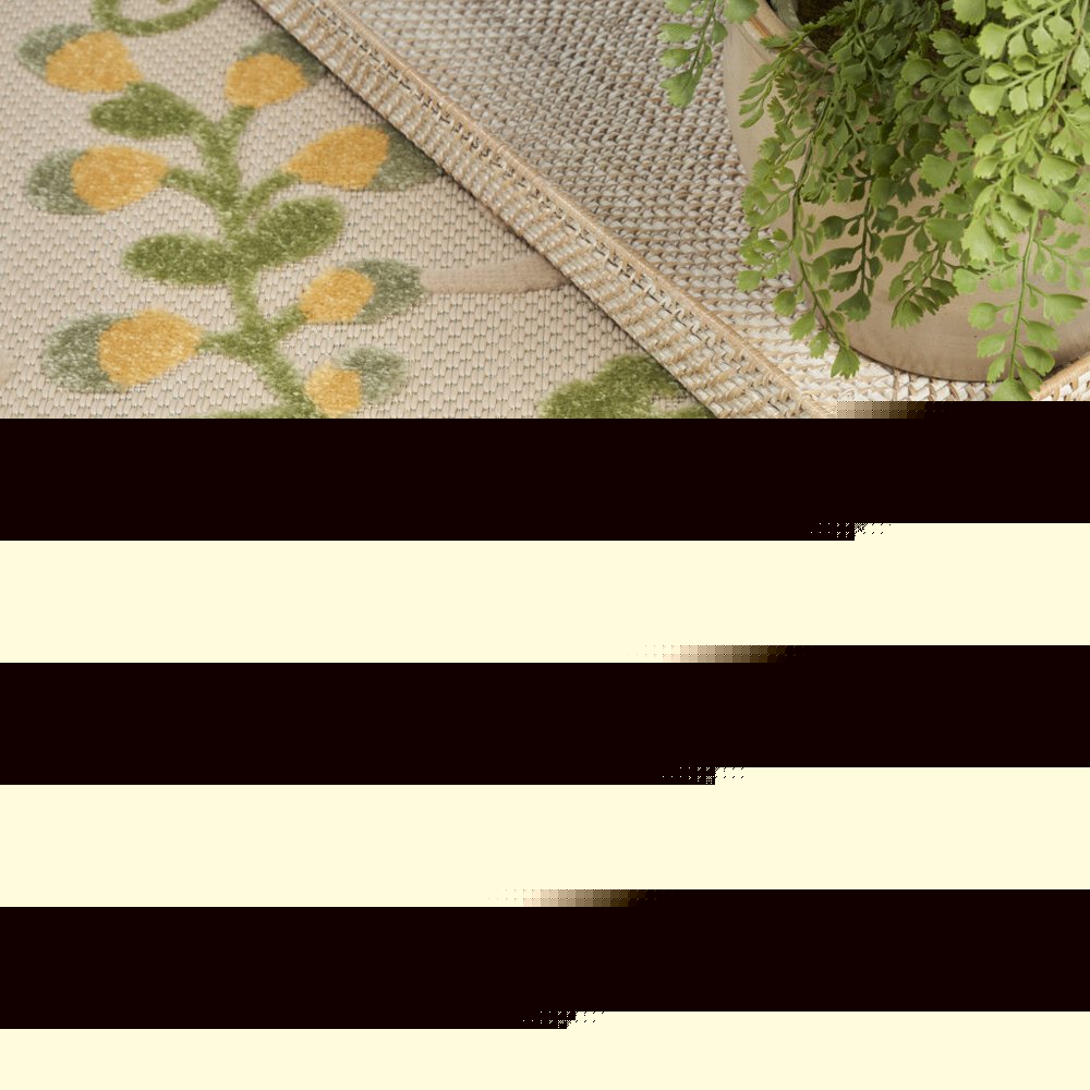 5' X 8' Ivory Green And Yellow Floral Indoor Outdoor Area Rug HomeRoots