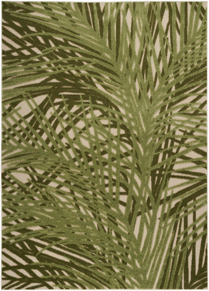 5' X 8' Ivory And Green Palm Leaf Indoor Outdoor Area Rug HomeRoots