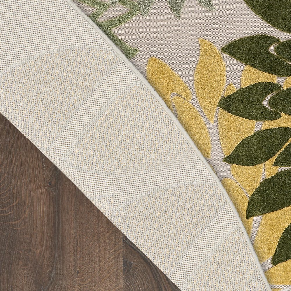8' Ivory Green And Yellow Round Floral Indoor Outdoor Area Rug HomeRoots